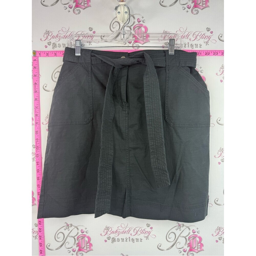 Kersh skirt tie up belt belted cargo Black Tie-Waist Casual Skirt